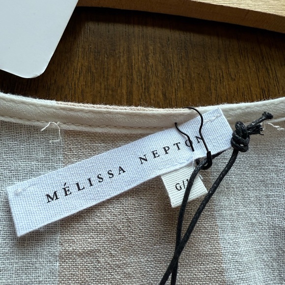 98. Melissa Nepton Dress Large NWT Cream/white Stripe - Picture 8 of 9